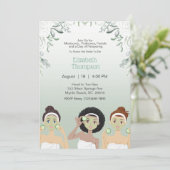 Spa Dag Bachelorette Party Bloemen Uitnodiging (Staand voorkant)