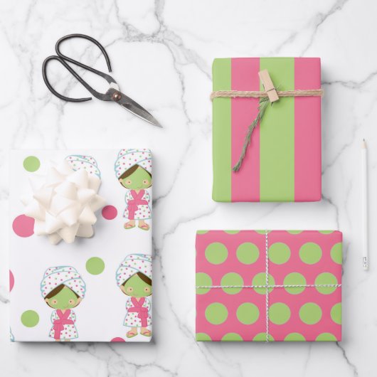 Spa-dag Cute Meisje Inpakpapier Vel Set (Voorkant)