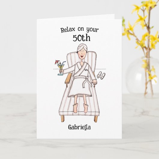 Spa-dag Dames Leeftijd Verjaardag Kaart (Gele Bloem)