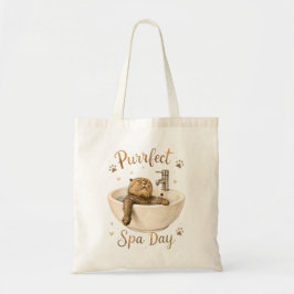 Spa-dag Funny kat die ontspant in badkamergootstee Tote Bag