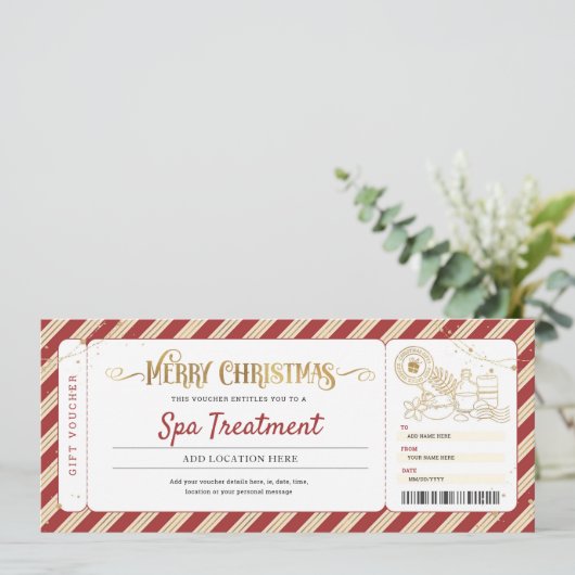 Spa Dag Massage Kerstcadeaubon Kaart (Staand voorkant)