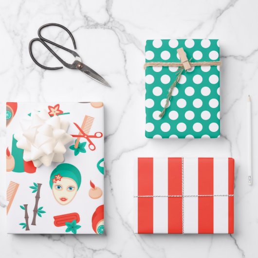 Spa-dag schoonheidsbehandelingen inpakpapier set vel (Voorkant)