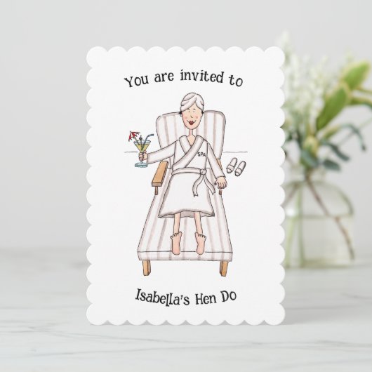 Spa-dag Vrouw Hen Do-uitnodiging Kaart (Staand voorkant)