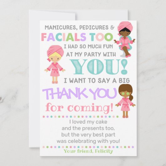 Spa Dank u kaart | Spa Verjaardag Dank u (Voorkant)