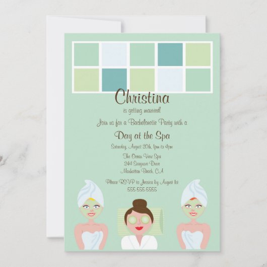 Spa Day Bachelorette Party Invitation Kaart (Voorkant)