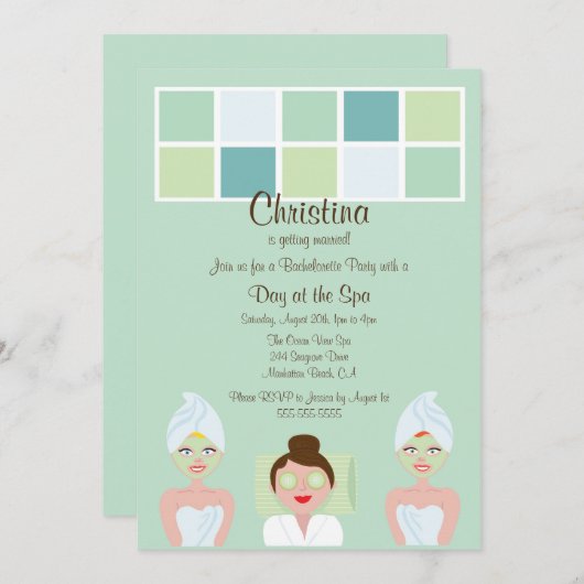 Spa Day Bachelorette Party Invitation Kaart (Voorkant / Achterkant)