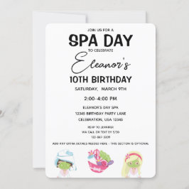 Spa Day Birthday Girl Party Invitation Kaart
