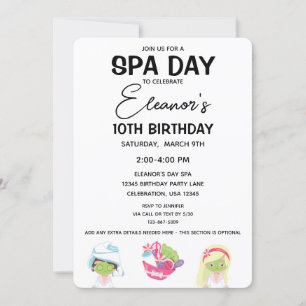 Spa Day Birthday Girl Party Invitation Kaart