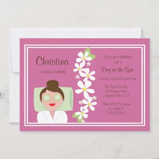 Spa Day Birthday Party Invitation Kaart (Voorkant)