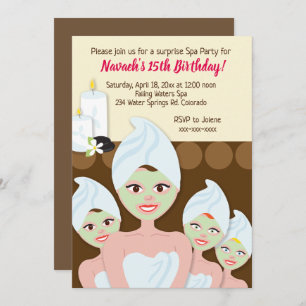 Spa Day Birthday Party Invitations Girl / Women Kaart