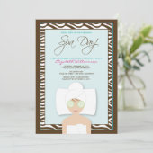 Spa Day Bridal Shower Invitation (blauw) Kaart (Staand voorkant)
