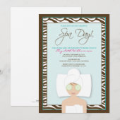 Spa Day Bridal Shower Invitation (blauw) Kaart (Voorkant / Achterkant)