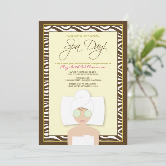 Spa Day Bridal Shower Invitation (geel) Kaart (Staand voorkant)