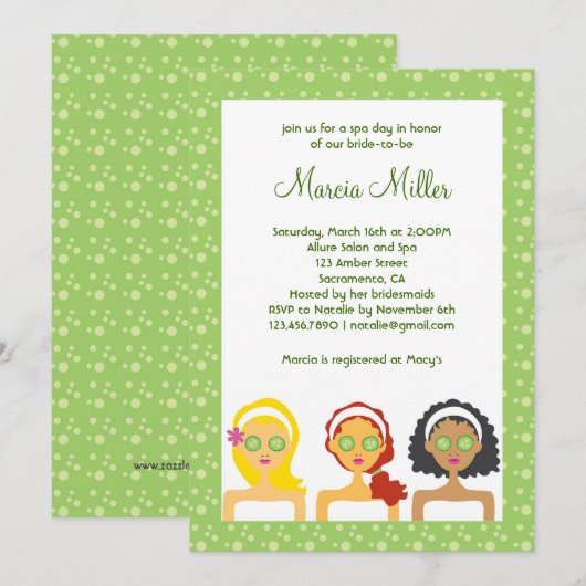 Spa Day Bridal Shower Kaart (Voorkant / Achterkant)