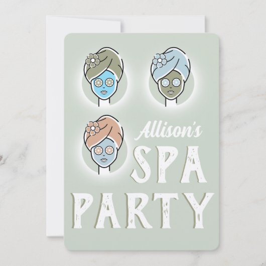 Spa Day Custom Invitation - Birthday Party Kaart (Voorkant)