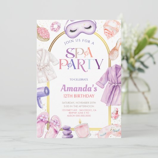  Spa day Girls Birthday Kaart (Staand voorkant)