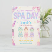 Spa Day Girl's Party Verjaardag Uitnodiging (Staand voorkant)