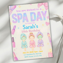Spa Day Girl's Party Verjaardag Uitnodiging