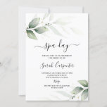 Spa Day Greenery Bridal Shower-uitnodiging Kaart<br><div class="desc">Spa Day Greenery vrijgezellenfeest nodigt uit</div>