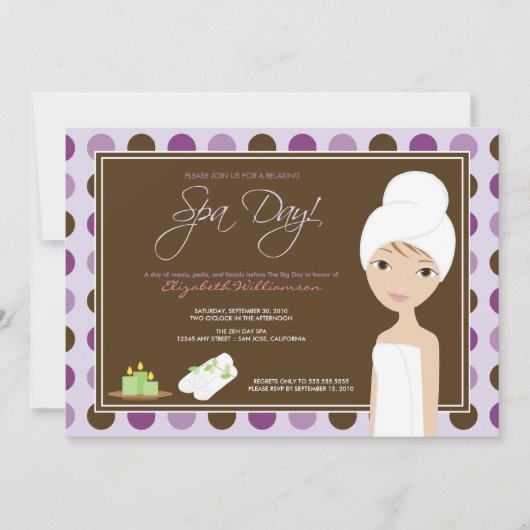 Spa Day Polka-stippen Vrijgezellenfeest Invite (la Kaart (Voorkant)