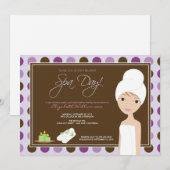 Spa Day Polka-stippen Vrijgezellenfeest Invite (la Kaart (Voorkant / Achterkant)