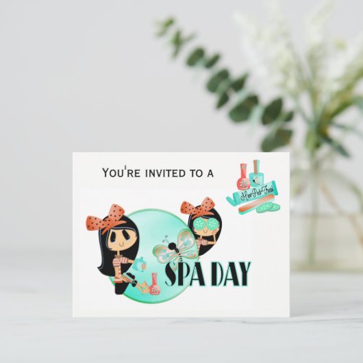 Spa Day Uitnodiging Briefkaart (Staand voorkant)