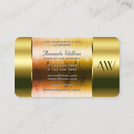 Spa en Beauty Goud en glasoptiek met Initialen Visitekaartje (Achterkant)