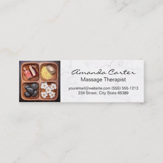 Spa en lichaamsverzorging | Wit Marmer Mini Visitekaartje (Voorkant)