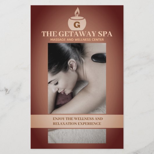 Spa en Massage Bruin  Beige Flyer met Prijzen (Voorkant)