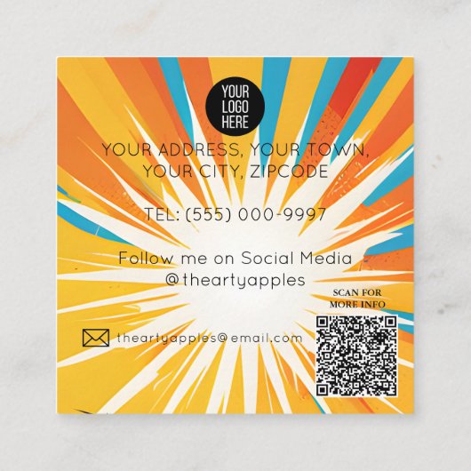 spa en schoonheidssalon Retro Pop Art vrouw Wow Vierkante Visitekaartje (Achterkant)