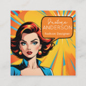 spa en schoonheidssalon Retro Pop Art vrouw Wow Vierkante Visitekaartje (Voorkant)