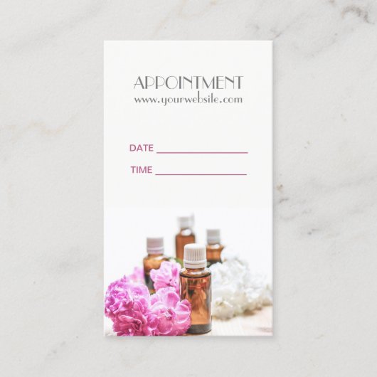 SPA Essentiële Olie Massage Aromatherapie Afspraak Afsprakenkaartje (Voorkant)