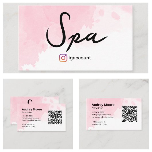 Spa Esthetische Waterverf QR Code Visitekaartje