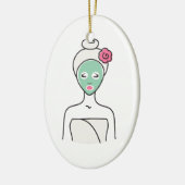 Spa Facial Woman Keramisch Ornament (Links)
