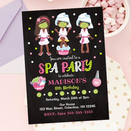 Spa-feest make-up verjaardagsuitnodiging kaart
