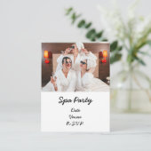 Spa-feest met eigen foto uitnodiging (Staand voorkant)