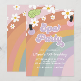 Spa-feest retro regenboog verjaardag kaart