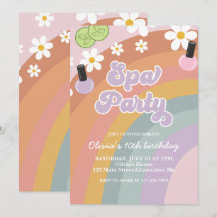Spa-feest retro regenboog verjaardag kaart