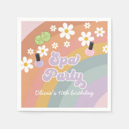 Spa-feest Retro Regenboog Verjaardag Servet