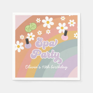 Spa-feest Retro Regenboog Verjaardag Servet