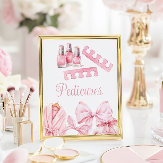 Spa-feest roze verjaardag pedicure bord poster