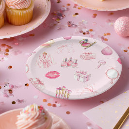 Spa-feest Roze Verjaardagsfeest Papieren Bordje