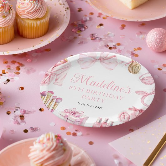 Spa Feest Roze Verjaardagsfeest Papieren Bordje