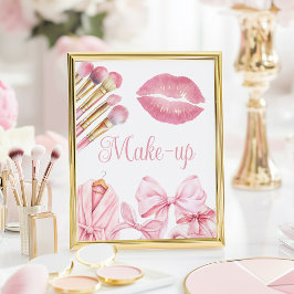 Spa-feest roze verjaardagsmake-up bord poster