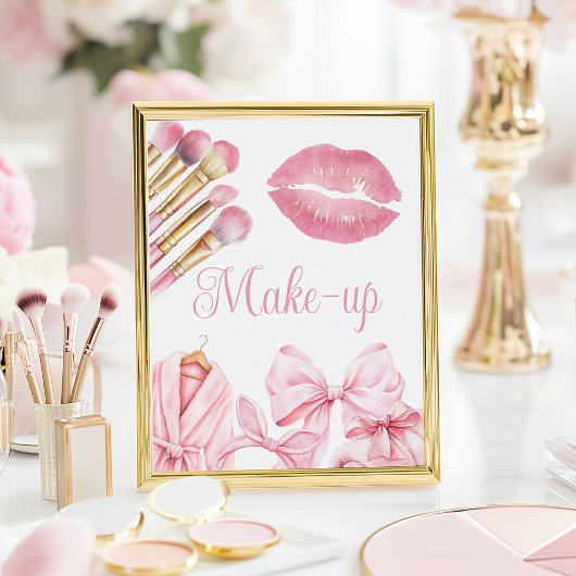 Spa-feest roze verjaardagsmake-up bord poster