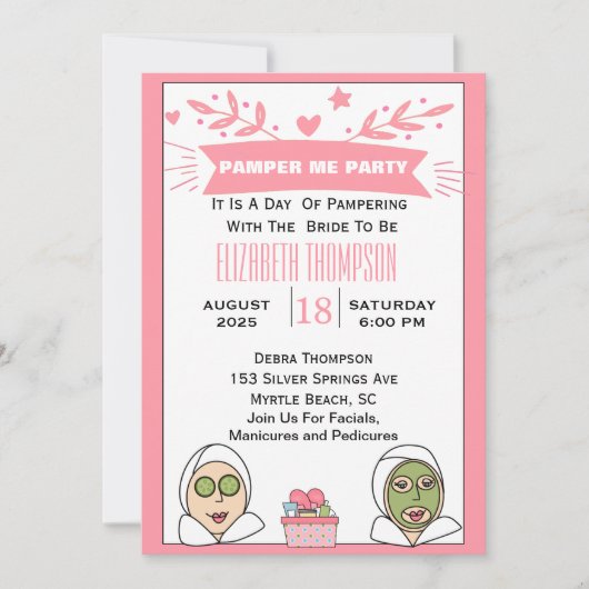 Spa-feest voor de aanstaande bruid kaart (Voorkant)