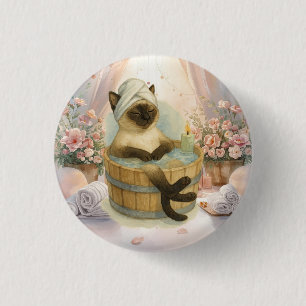 Spa-feest voor kattenliefhebbers ronde button 3,2 cm
