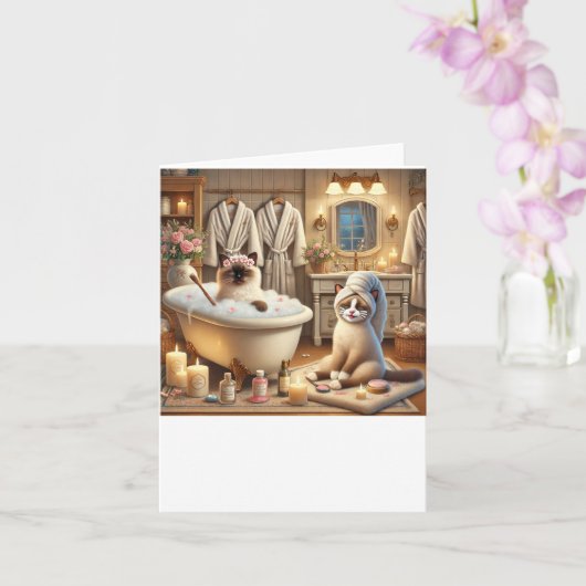 Spa feest voor Siamese Cat Lovers Kaart (Orchidee)
