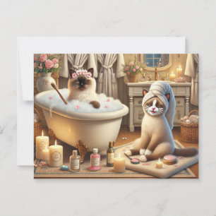 Spa-feest voor Siamese Kat Liefhebbers Briefkaart