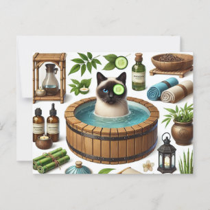 Spa-feest voor Siamezenkat liefhebbers  Briefkaart
